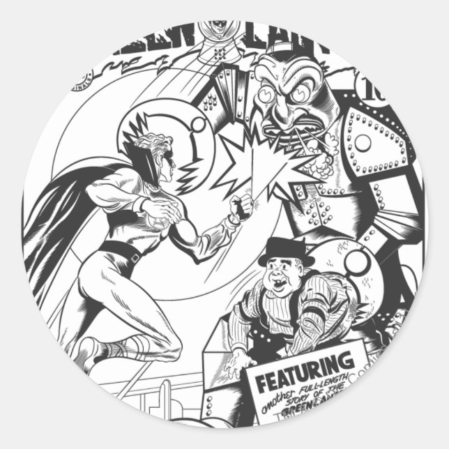 Sticker Rond Lanterne verte contre l'Assistant des Odds, Noir e (Devant)