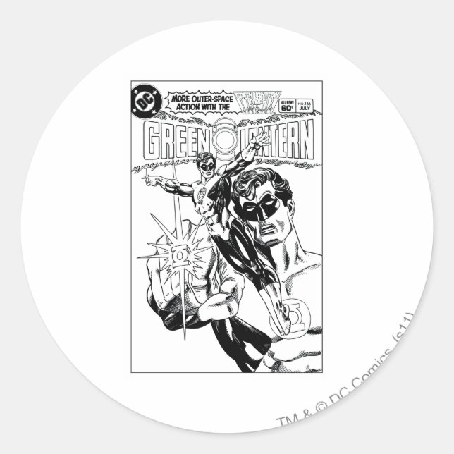 Sticker Rond Lanterne verte - Couverture comique Action, noir e (Devant)