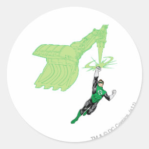 Sticker Rond Lanterne Verte - Entièrement Rendu, avec machine