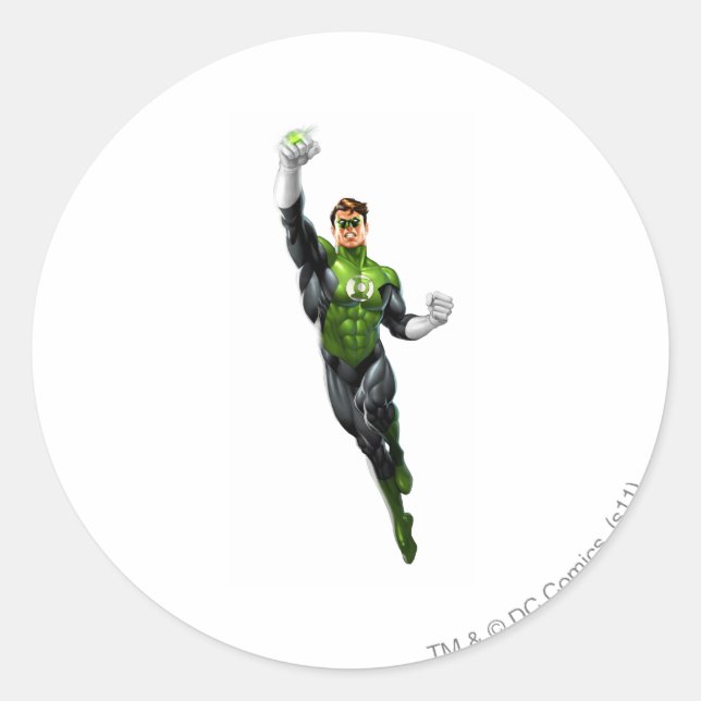 Sticker Rond Lanterne Verte - Entièrement Rendu, Volant Vers Le (Devant)