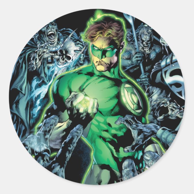 Sticker Rond Lanterne verte entourée - Couleur (Devant)