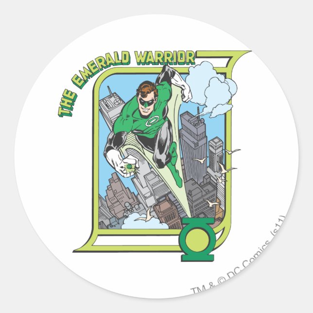 Sticker Rond Lanterne verte - Le Guerrier émeraude (Devant)