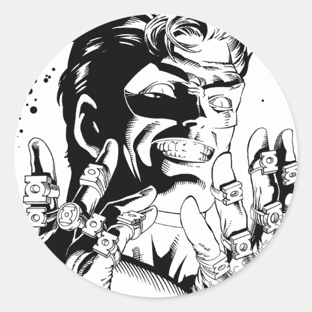 Sticker Rond Lanterne verte - Nombreux anneaux, noir et blanc (Devant)