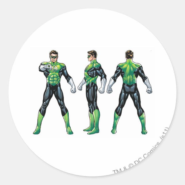 Sticker Rond Lanterne verte Trois vues (Devant)