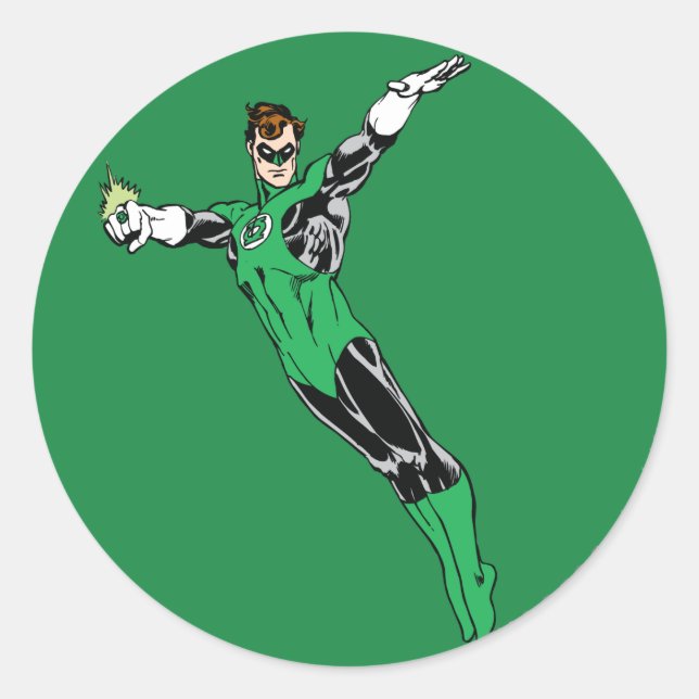 Sticker Rond Lanterne verte volée vers le haut (Devant)