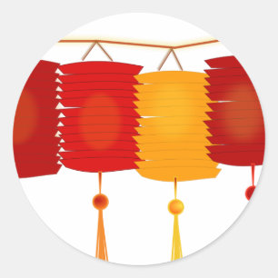 Sticker Rond Lanternes chinoises en papier