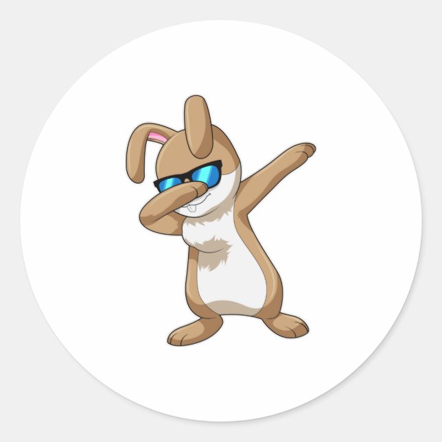 Sticker Rond Lapin à Hip hop Dance Dab (Devant)