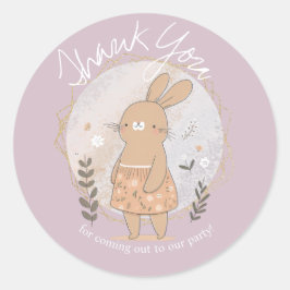 Sticker Rond Lapin à l'aquarelle Pâques Anniversaire Merci Past