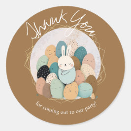Sticker Rond Lapin à l'aquarelle remerciement Baby Shower Bohèm
