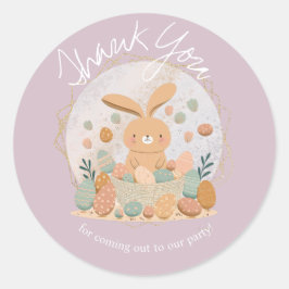 Sticker Rond Lapin aquarelle Bon Anniversaire Pâques Bohème Mer