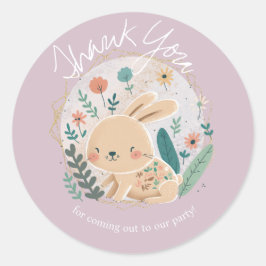 Sticker Rond Lapin aquarelle Joyeux anniversaire de Pâques Merc