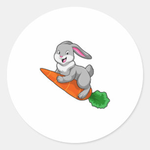 Sticker Rond Lapin avec carotte