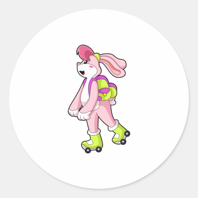 Sticker Rond Lapin avec roulettes (Devant)