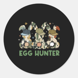 Sticker Rond Lapin Chasseur D'Oeufs Avec Casquette Byckward Cha