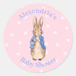 Sticker Rond Lapin classique personnalisé en bleu