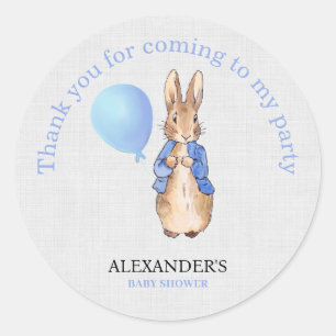 Sticker Rond Lapin classique personnalisé en bleu