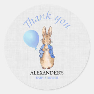 Sticker Rond Lapin classique personnalisé en bleu