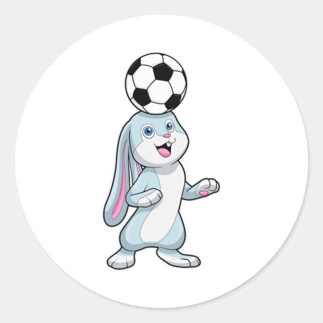Sticker Rond Lapin comme joueur de football avec balle de footb (Devant)