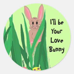 Sticker Rond Lapin d'amour