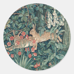 Sticker Rond Lapin Dans La Forêt - William Morris