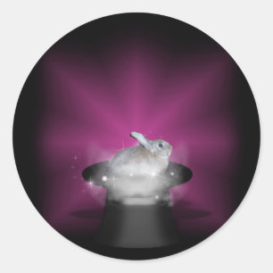 Sticker Rond Lapin dans le Casquette magique
