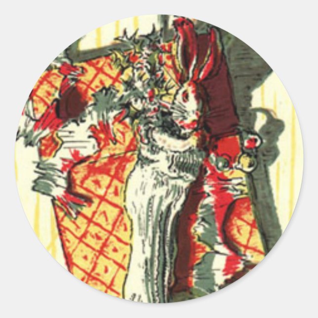 Sticker Rond Lapin de Noël (Devant)