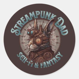 Sticker Rond Lapin de papa Steampunk