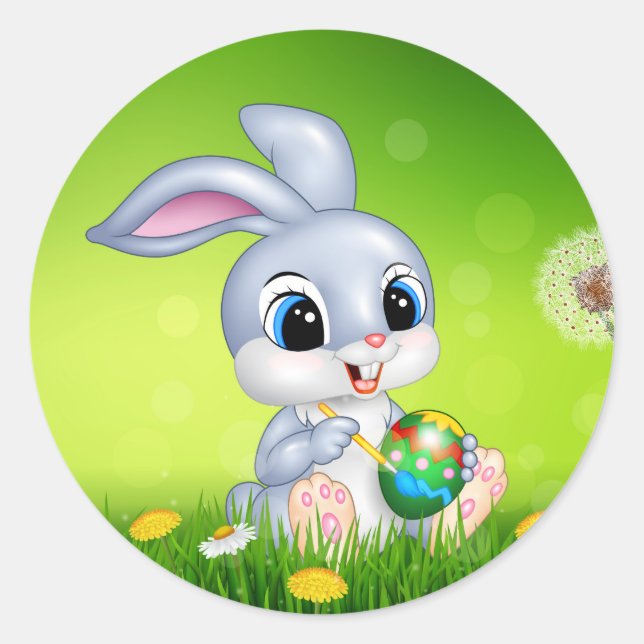 Sticker Rond Lapin de Pâques (Devant)