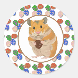 Sticker Rond Lapin de Pâques au oeufs en chocolat