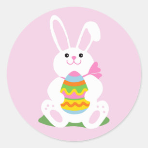 Sticker Rond Lapin de Pâques Chasse aux oeufs