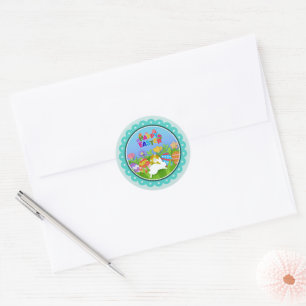 Sticker Rond Lapin de Pâques Moderne Joyeux I Design d'oeuf de 