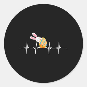 Sticker Rond Lapin de Pâques Oeuf de Pâques Coeur battement Coe