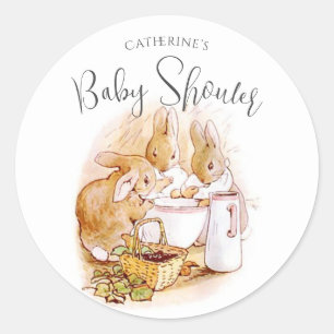 Sticker Rond Lapin de Pâques rose personnalisé