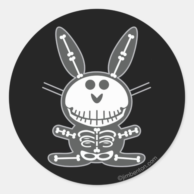 Sticker Rond Lapin de squelette (Devant)