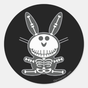 Sticker Rond Lapin de squelette