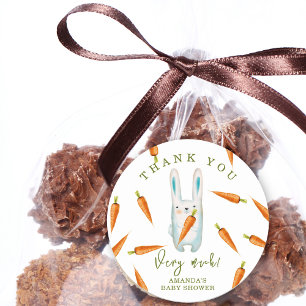 Sticker Rond Lapin et carottes - merci beaucoup