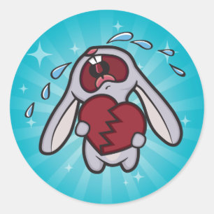 Sticker Rond Lapin Hearted cassé avec Starburst bleu