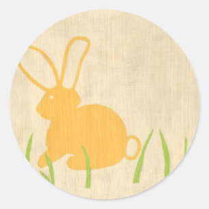 Sticker Rond Lapin jaune et herbe verte par Chariklia Zarris