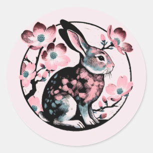 Sticker Rond Lapin lapin de Pâques Dogwood