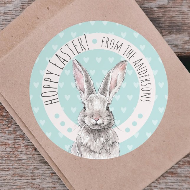 Sticker Rond Lapin Lapin Hoppy Pâques mignonne Printemps Animal (Créateur téléchargé)