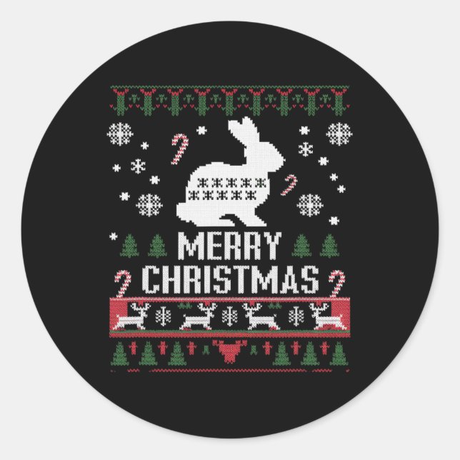 Sticker Rond Lapin Lapin Vilain Pour Noël (Devant)