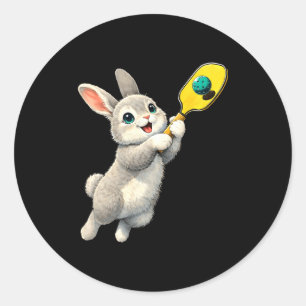 Sticker Rond Lapin pickleball Pâques pour pickleball