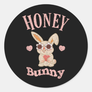 Sticker Rond Lapin Rétro de Pâques Mignon Femmes Filles K
