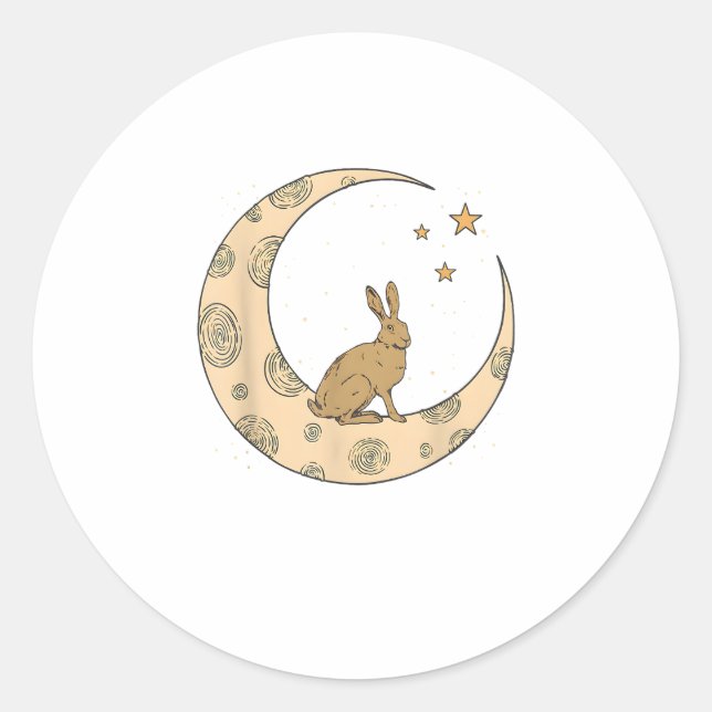 Sticker Rond Lapin Sur Le Lapin Lune (Devant)