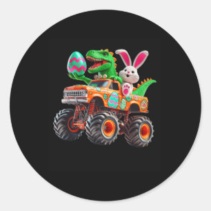 Sticker Rond Lapin T-rex Pâques Monster Truck Dino Drôle Garçon