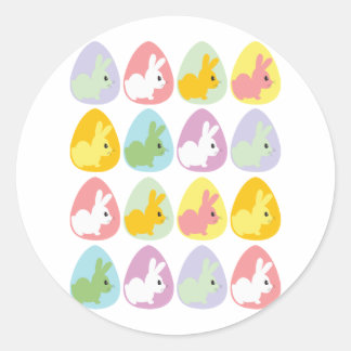 Sticker Rond Lapins d'oeufs de Pâques