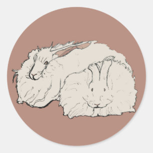Sticker Rond Lapins gigantesques Angora