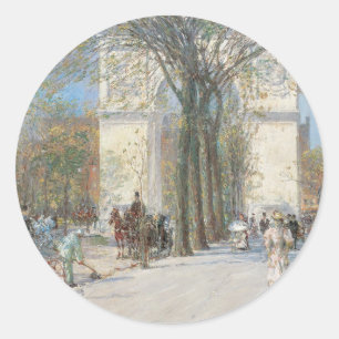 Sticker Rond L'Arche de Washington, Printemps par Frederick Chi
