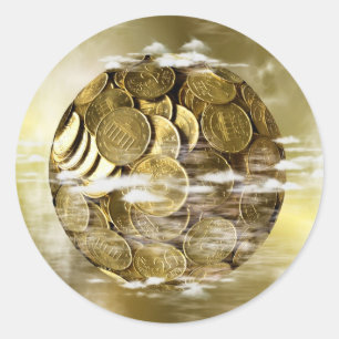 Sticker Rond L'argent fait tourner le monde, l'argent fait tour