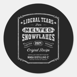 Sticker Rond Larmes libérales Flammes de neige fondues Whiskey 